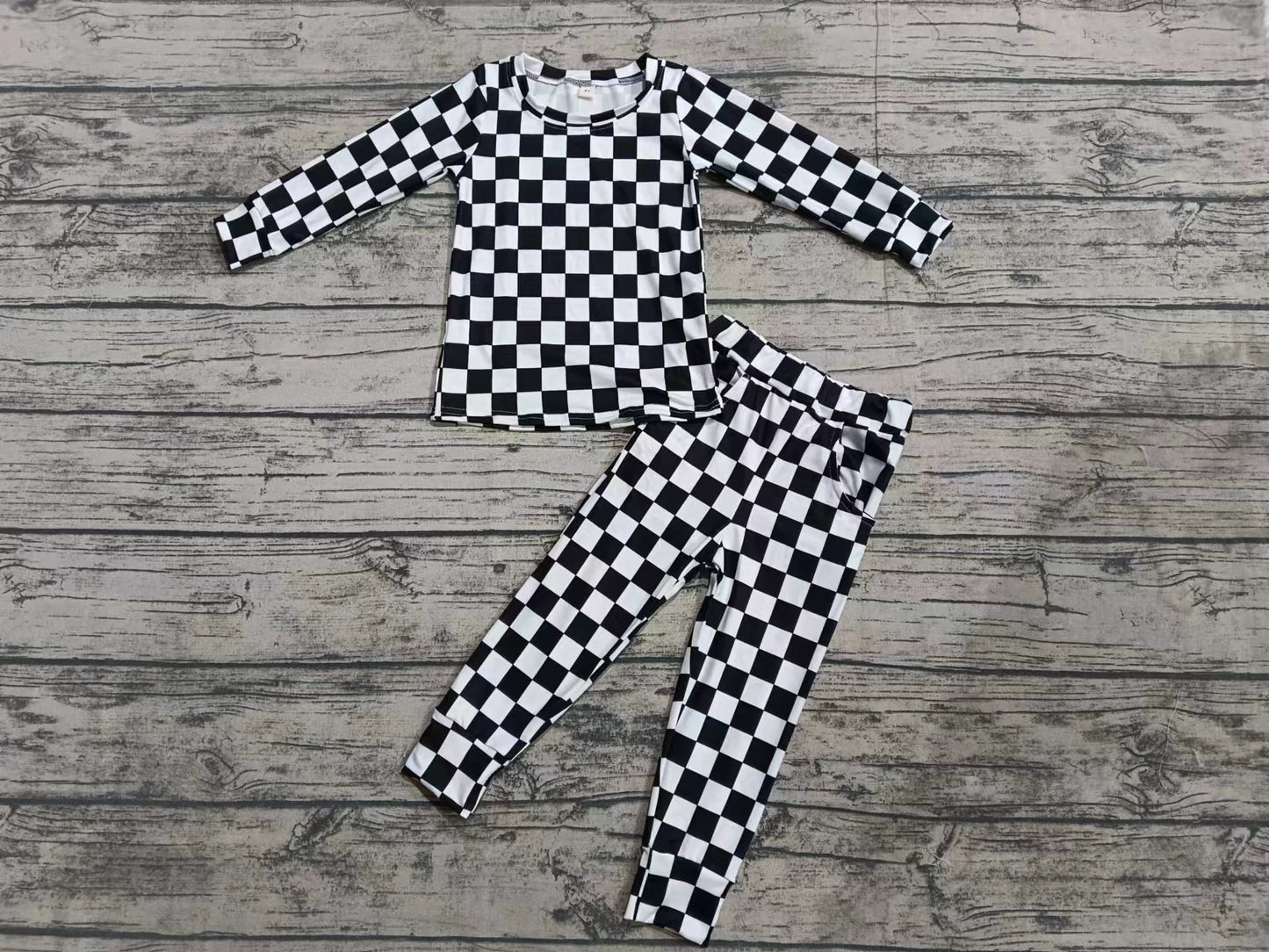 Custom moq 3 eta 6-7weeks Black and white checkerboard long-sleeved pullover suit
