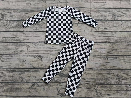 Custom moq 3 eta 6-7weeks Black and white checkerboard long-sleeved pullover suit