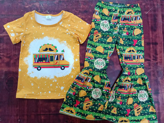 custom moq 5 eta 4-6weeks mix size baby girls clothes yellow short sleeve pants Suit