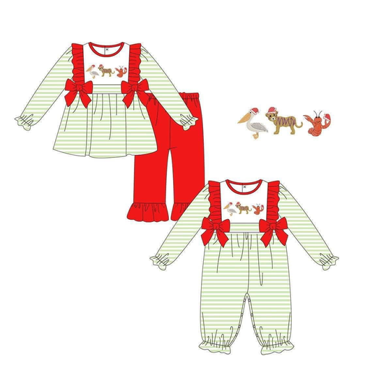 Custom moq 5 each style eta 6-7weeks baby boy clothes Christmas long sleeve pants and romper