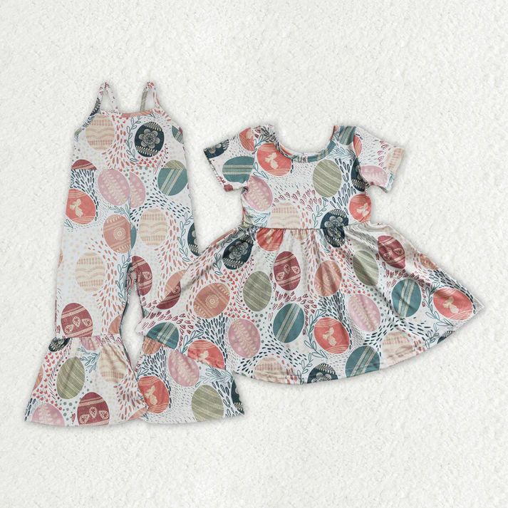 RTS NO MOQ Baby Girls easter Short Sleeve Dress & jumpsuit