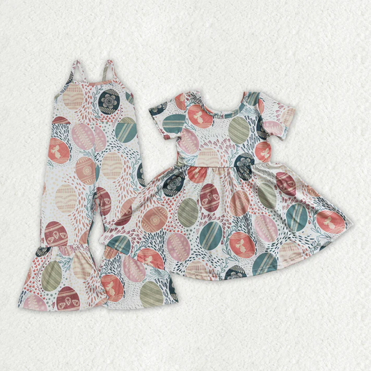 RTS NO MOQ Baby Girls easter Short Sleeve Dress & jumpsuit