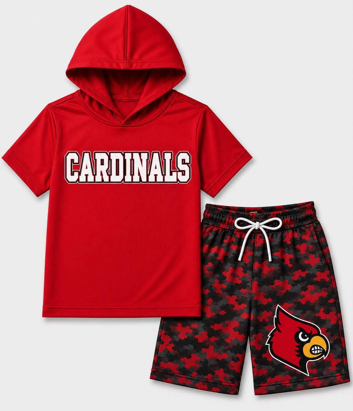 custom moq 5 mix size BAMA03 Baby Kids Short Sleeve Hooded Top Camouflage Shorts Two Piece Casual Outfit