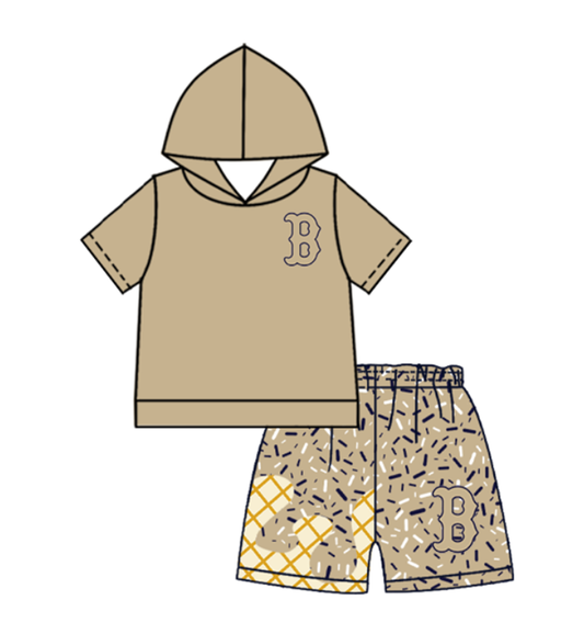 Custom moq 5 mix size milk silk summer teams baby boys clothes hooded short sleeve shorts sets-25.10.27