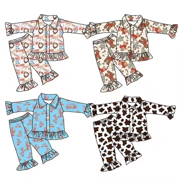 Custom moq 5 each style eta 6-7weeks baby girl clothes long sleeve pants sets 4-25.8.2