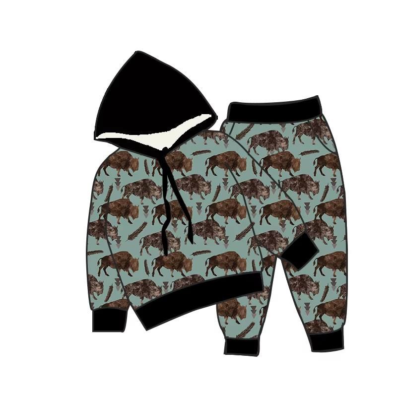 Custom moq 5 each style eta 6-7weeks baby girl clothes hooded long sleeve pants sets 1 and sets 4-25.7.25