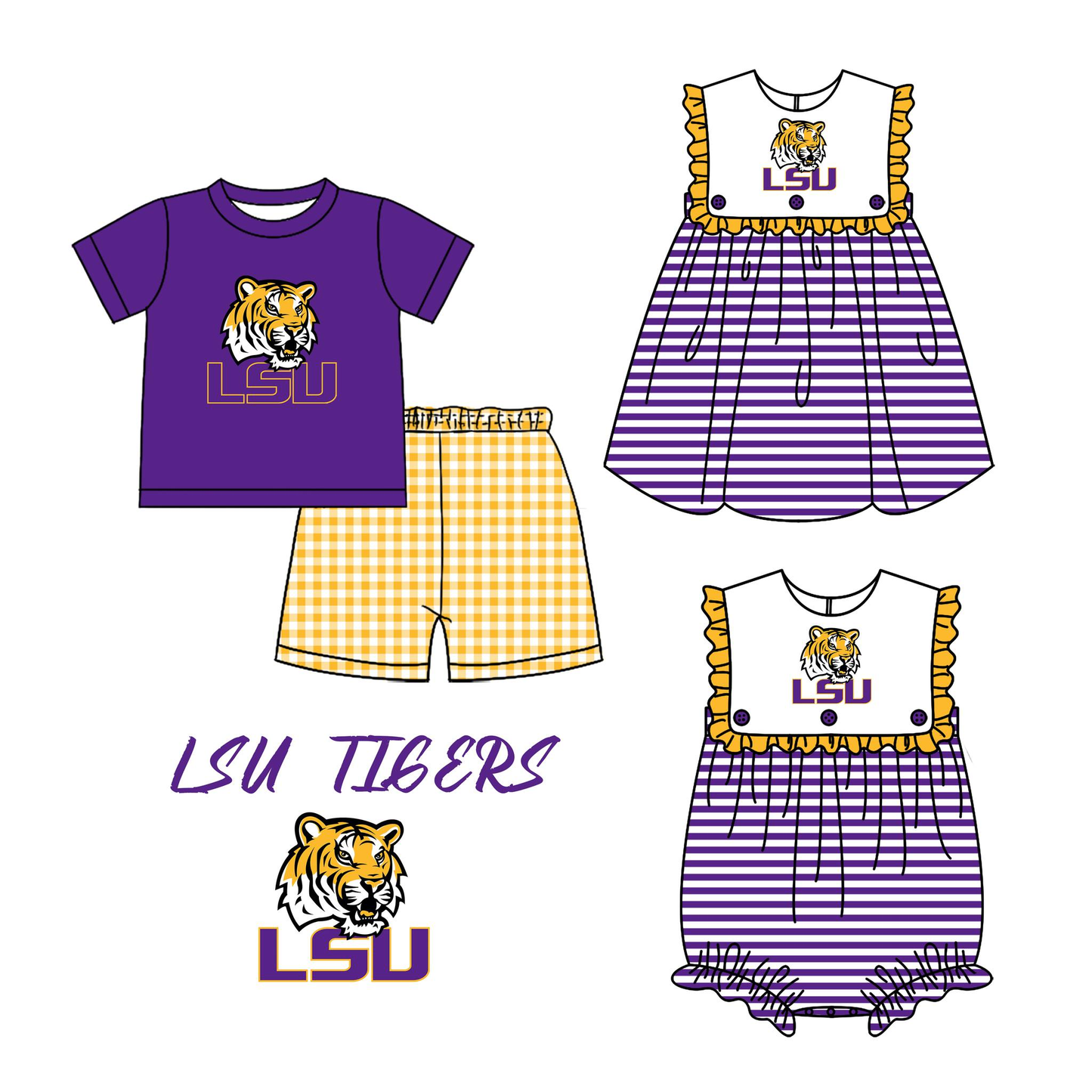 Custom moq 5 each style mix size milk silk baby kids clothes Summer purple set and dress and romper