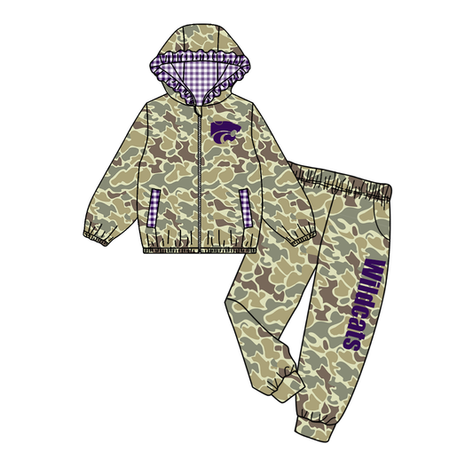 Custom moq 8 mix size eta 6-8weeks milk silk summer team camouflage baby girl clothes hooded long sleeve pants sets-25.9.18
