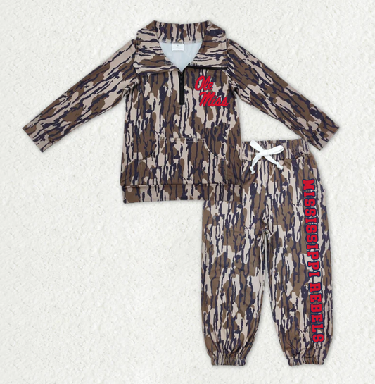 Custom moq 5 mix size milk silk summer teams baby boys clothes camouflage long sleeve pants sets-25.11.12