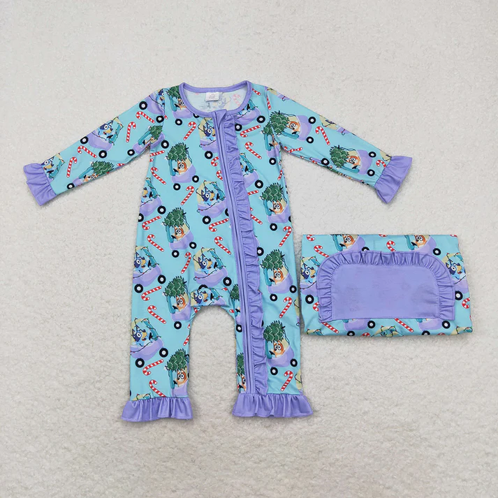 RTS NO MOQ Adult and Baby Girls Christmas Dogs Candy Pajamas Clothes Sets