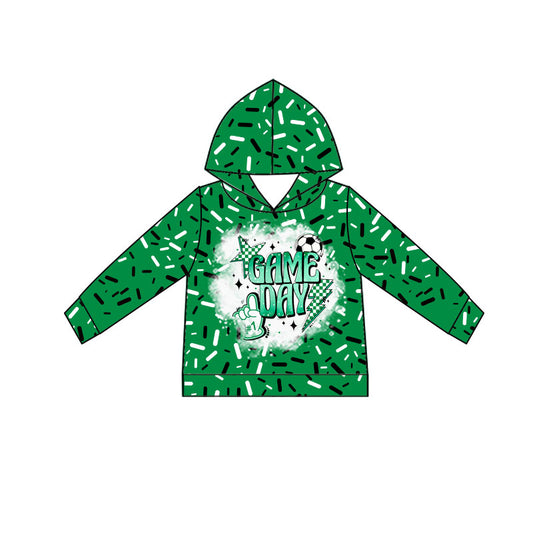 Custom moq 5 mix size milk silk Popular team boys and girls bow green hooded long sleeve top-25.10.22