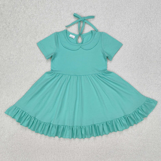 RTS NO MOQ ETA 5/7days Arrived GSD1918 Solid light green lace short-sleeved dress with doll collar