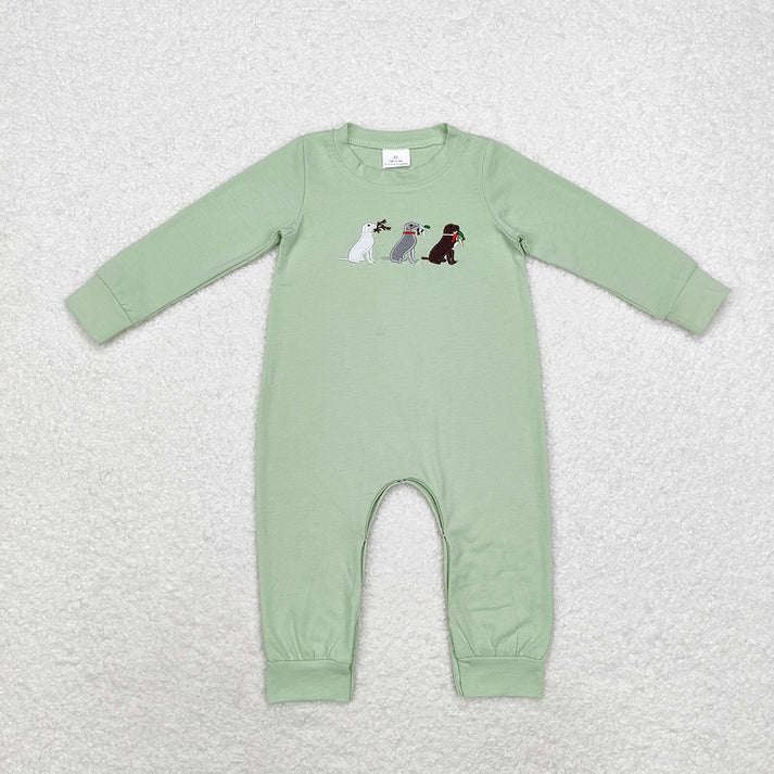 RTS NO MOQ Sibling Baby boy clothes embroidery puppy duck long Sleeve Romper Mixed Sizes