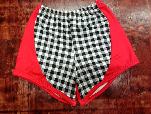 Custom moq 3 eta 6-7weeks kids clothes black and white plaid red Summer Shorts-25.5.9