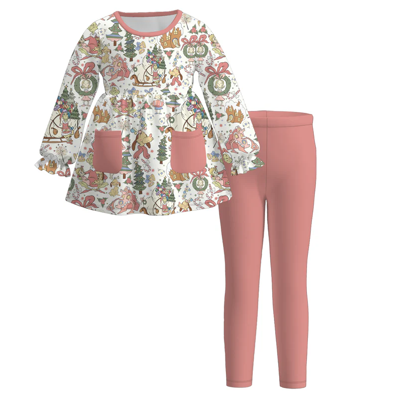 Custom moq 5 each style eta 6-7weeks baby girl clothes summer long sleeve pants sets 1 and sets 2 and dress 2-25.7.14
