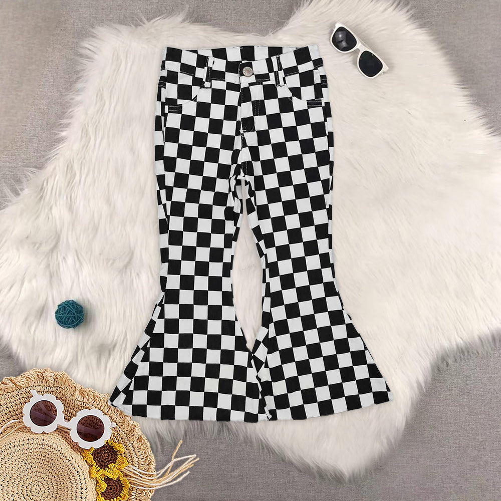 RTS NO MOQ Baby Girls Clothes striped Jeans: Flared & Ripped