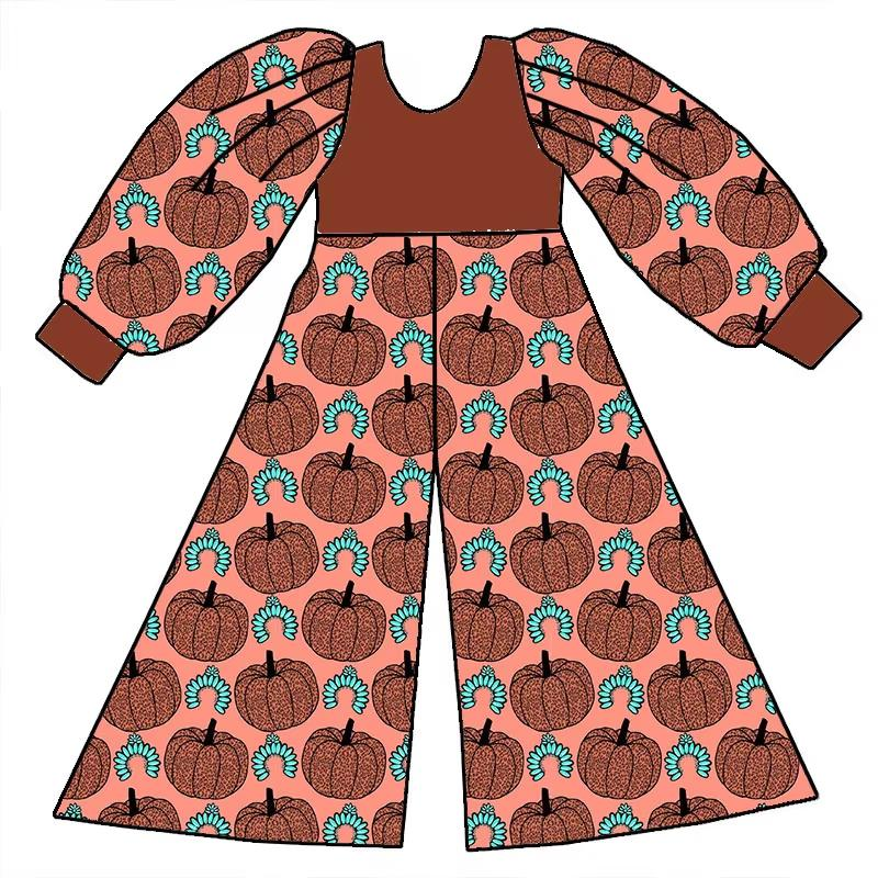 Custom moq 5 each style eta 6-7weeks baby girl clothes pumpkin long sleeve jumpsuit-25.8.1