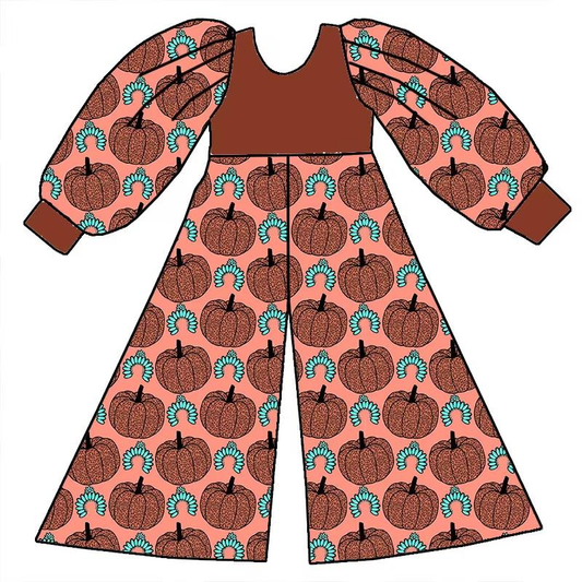Custom moq 5 each style eta 6-7weeks baby girl clothes pumpkin long sleeve jumpsuit-25.8.1