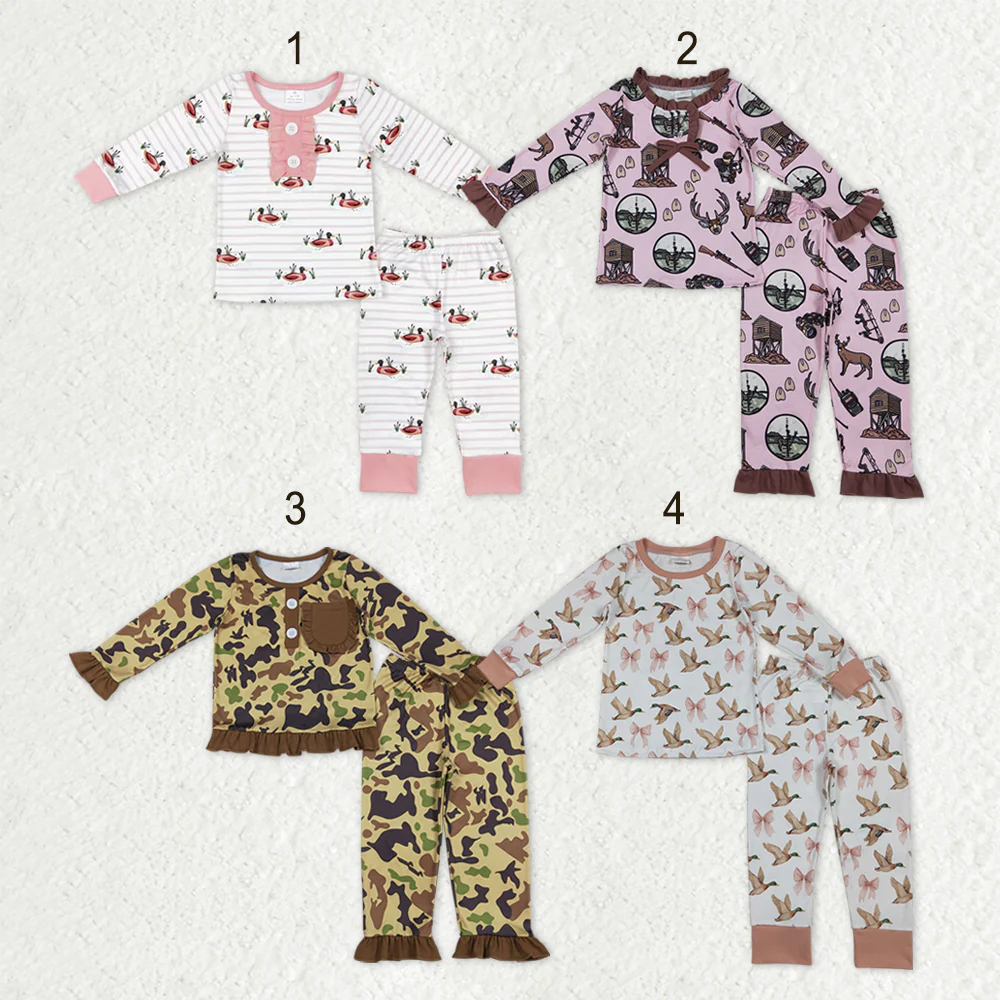 RTS NO MOQ Sibling baby girls clothes duck long sleeve pants sets