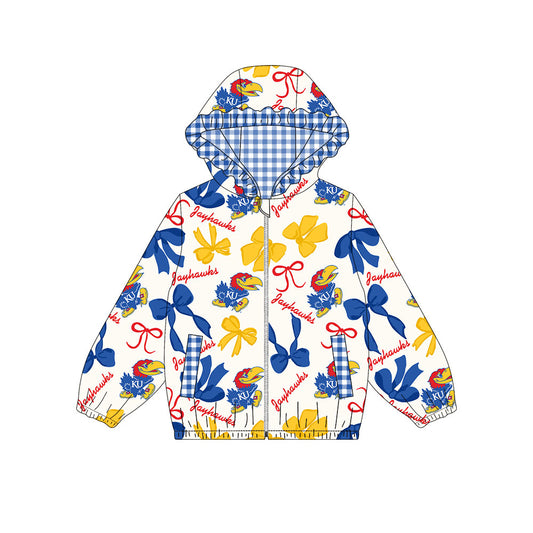 Custom moq 8 mix size milk silk summer team baby girls clothes bow yellow and blue hooded long sleeve top-25.9.26