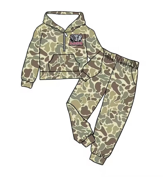 Custom moq 5 mix size milk silk summer teams baby boys clothes camouflage hooded long sleeve pants sets-25.8.30