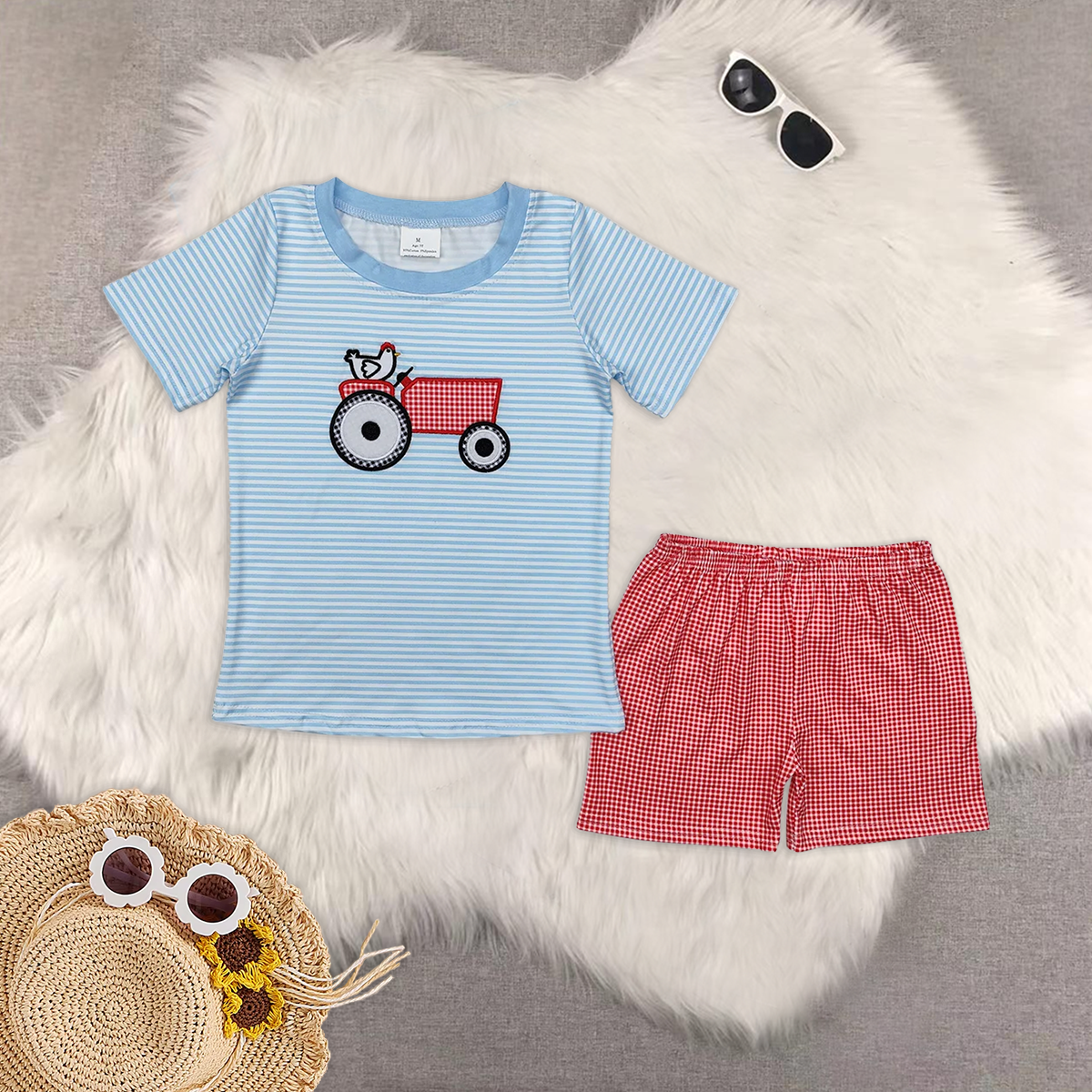 RTS NO MOQ embroidery short-sleeved shorts suit & short-sleeved sets and romper