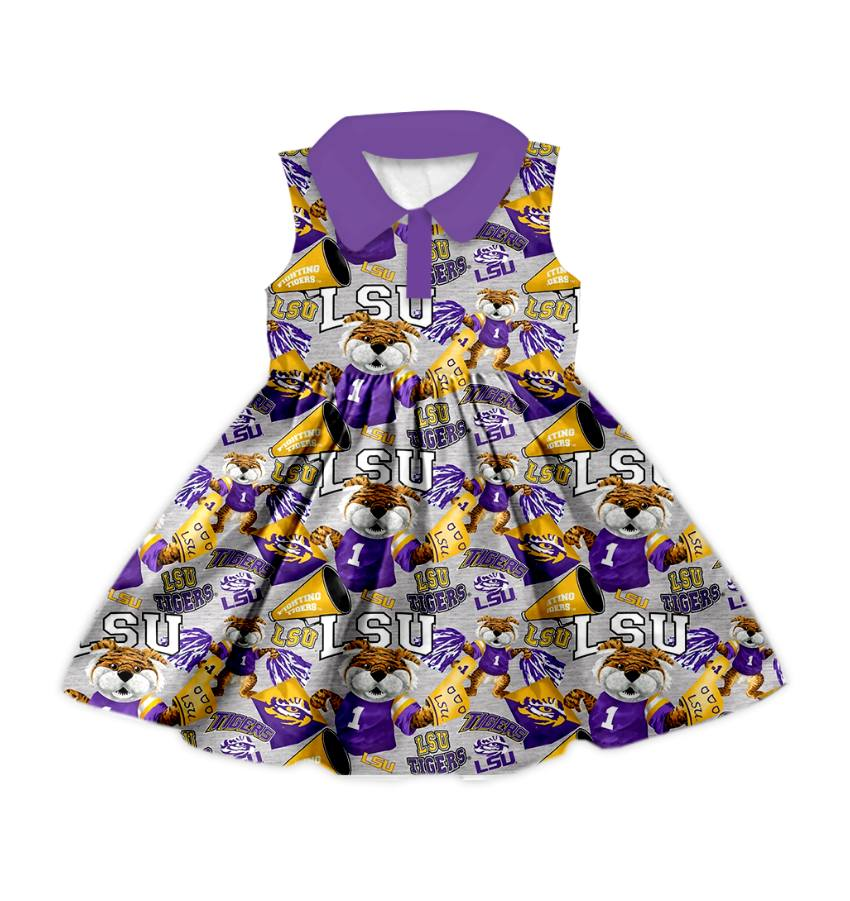 Custom moq 5 mix size milk silk summer teams baby girls clothes team sleeveless dress 1 and dress 5-25.7.12