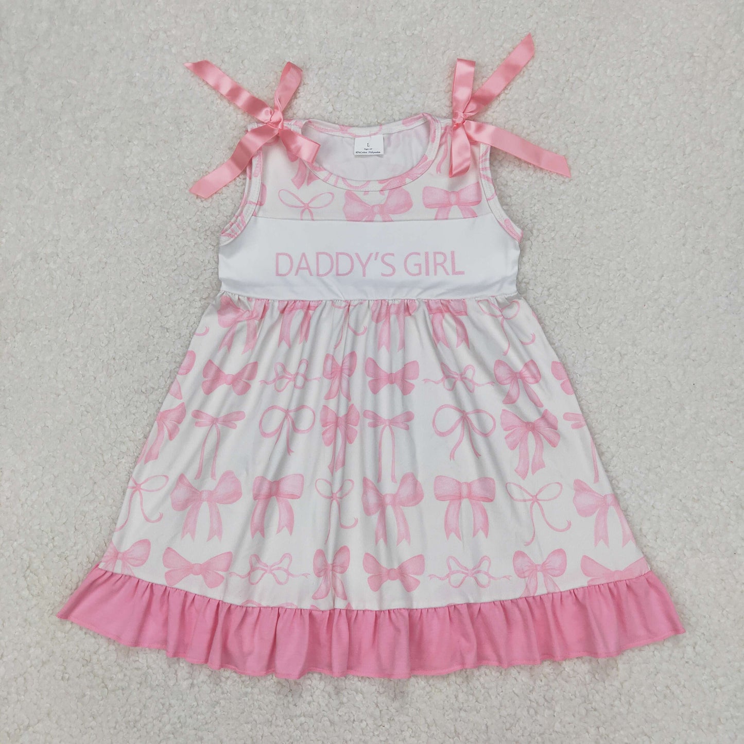 RTS NO MOQ GSD2080 Daddy's girl letter pink bow pattern sleeveless dress