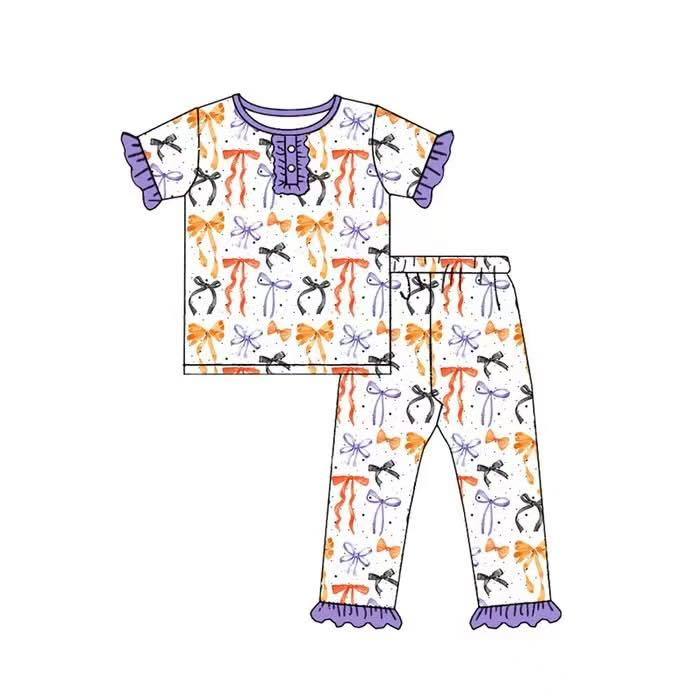 Custom moq 5 each style eta 6-7weeks baby girl clothes halloween purple short sleeve pants set 2 and rompers-25.8.5