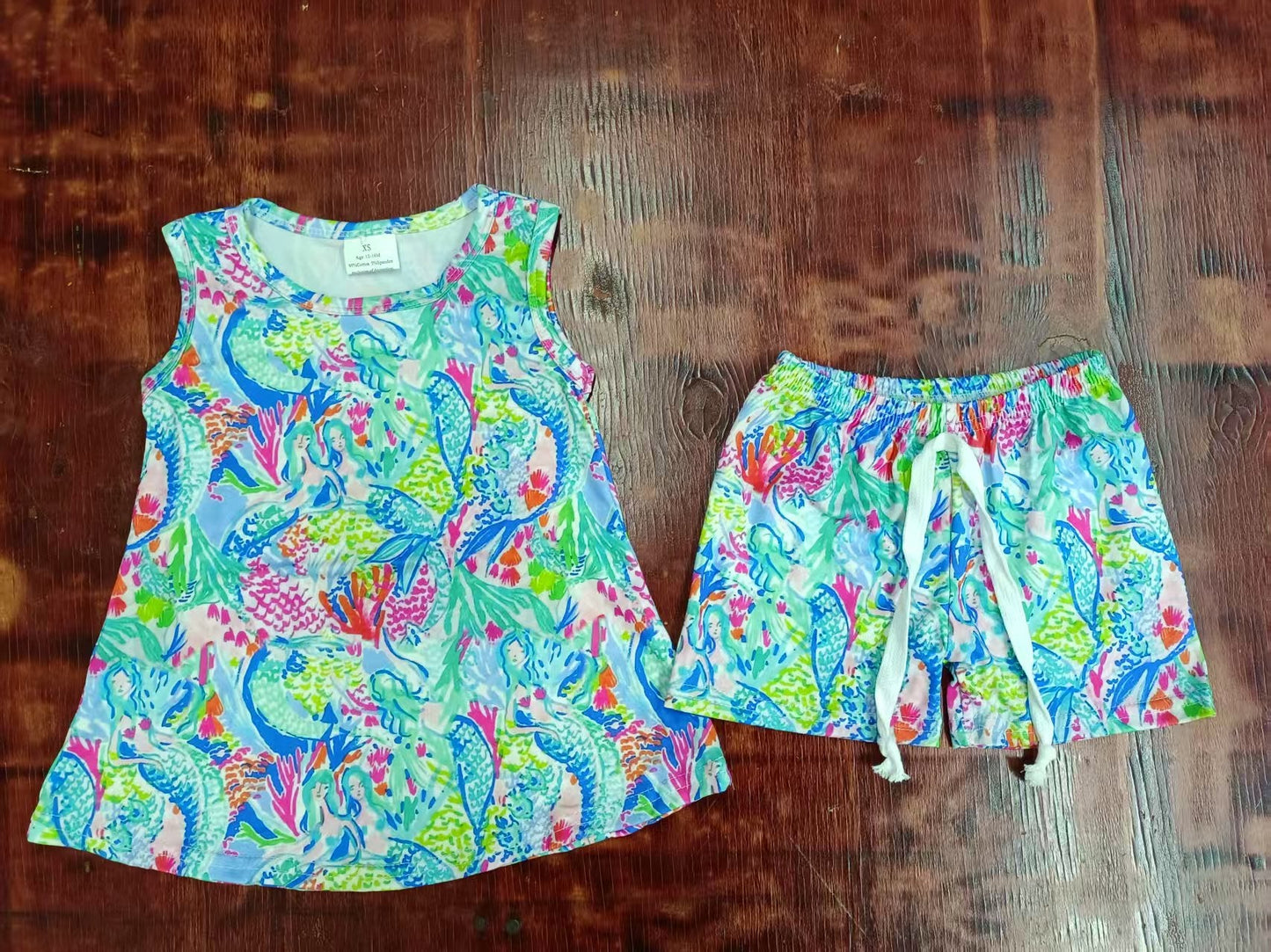 Custom moq 3 eta 6-7weeks baby girls clothes floral pattern sleeveless shorts sets
