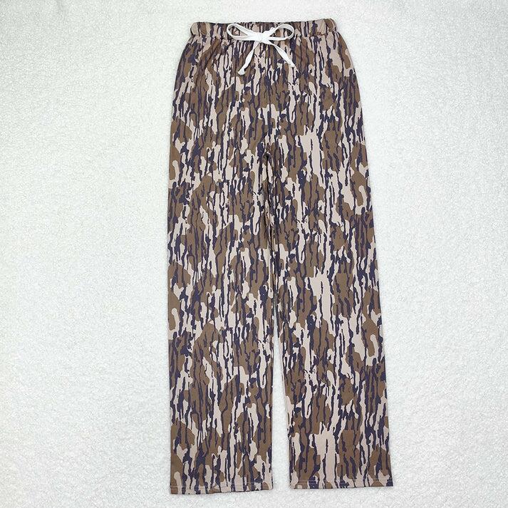 RTS NO MOQ  Dark Brown Camouflage Button Long Pajama Set: Kids & Adults