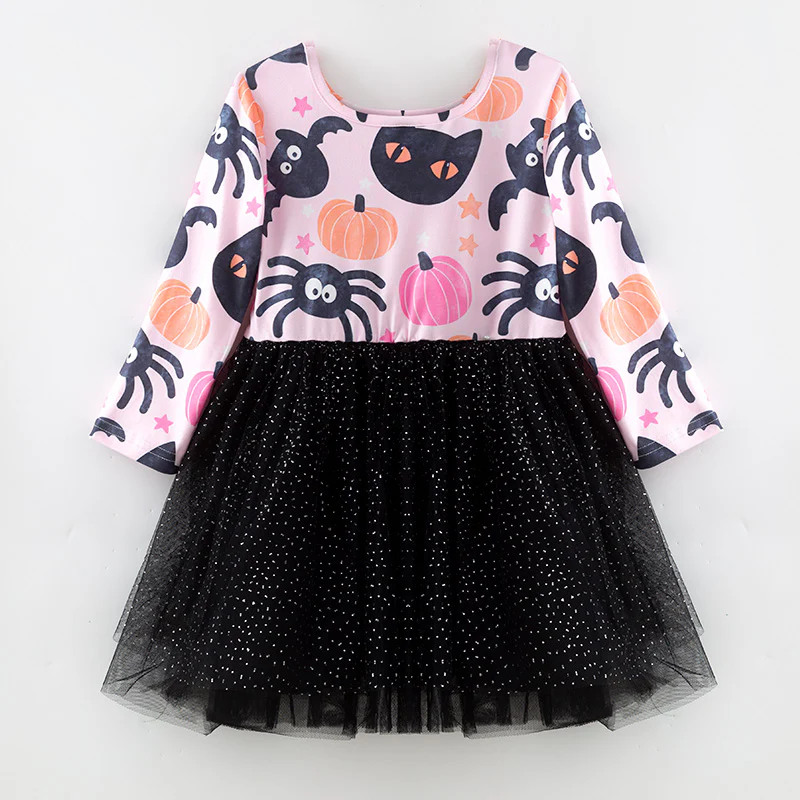 Custom moq 5 each style eta 6-7weeks baby girls summer halloween long sleeve dresses-25.7.16