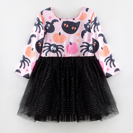 Custom moq 5 each style eta 6-7weeks baby girls summer halloween long sleeve dresses-25.7.16