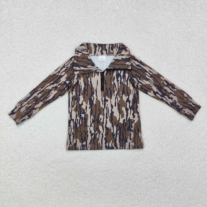 RTS NO MOQ Sibling baby boy girl clothes camouflage zipper long-sleeved tops