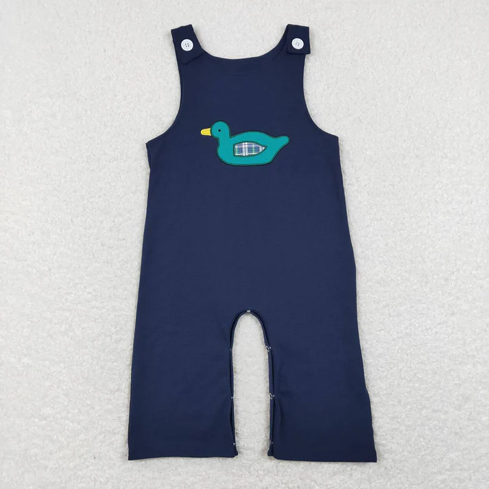 RTS baby girls and boys clothes embroidery duck Short Sleeve rompers