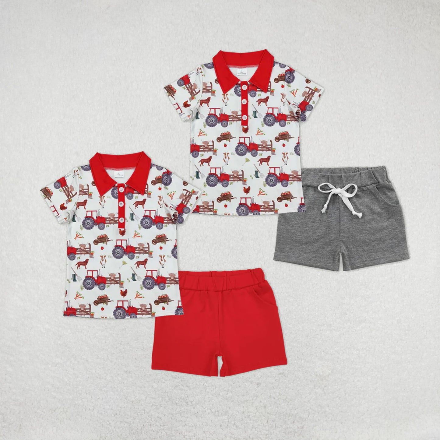 RTS NO MOQ Baby Girls and Boys Short Sleeve Shorts Sets