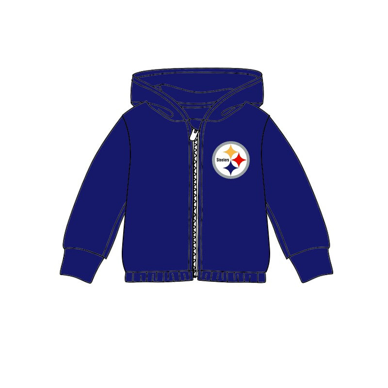 Custom moq 3 eta 6-7weeks team girls blue Hooded Zip-Up Pullover