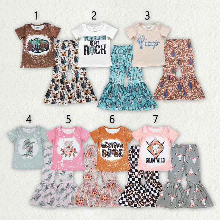 RTS NO MOQ Girls short sleeve pants Sets