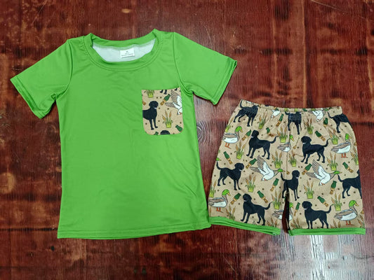Custom moq 3 eta 6-7weeks baby boys clothes puppy Short Sleeve shorts sets