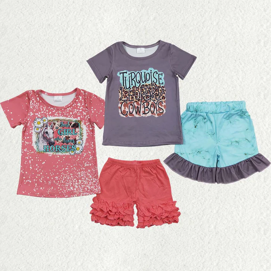 RTS NO MOQ baby girls Clothes short sleeve shorts Sets