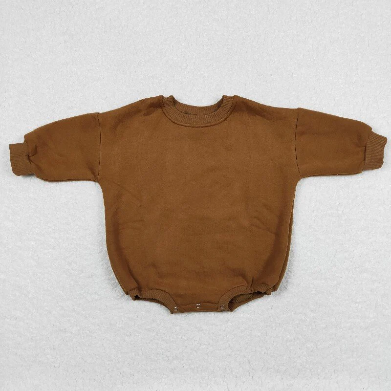 RTS NO MOQ Sibling baby girl boys clothes Fleece-lined long-sleeved bodysuits
