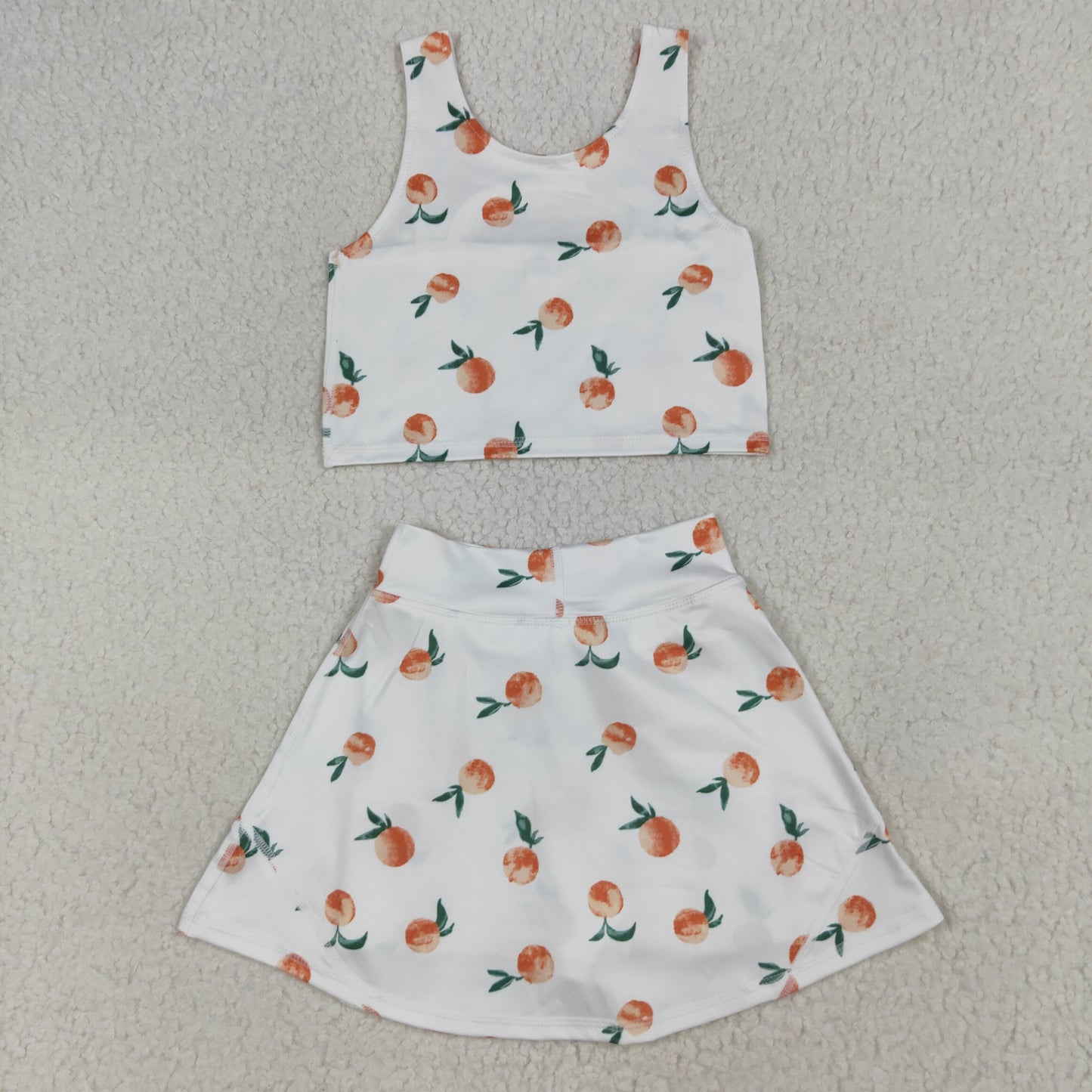 RTS NO MOQ（In Stock ) GSD2738 Peach fruit yoga sleeveless pants skirt set