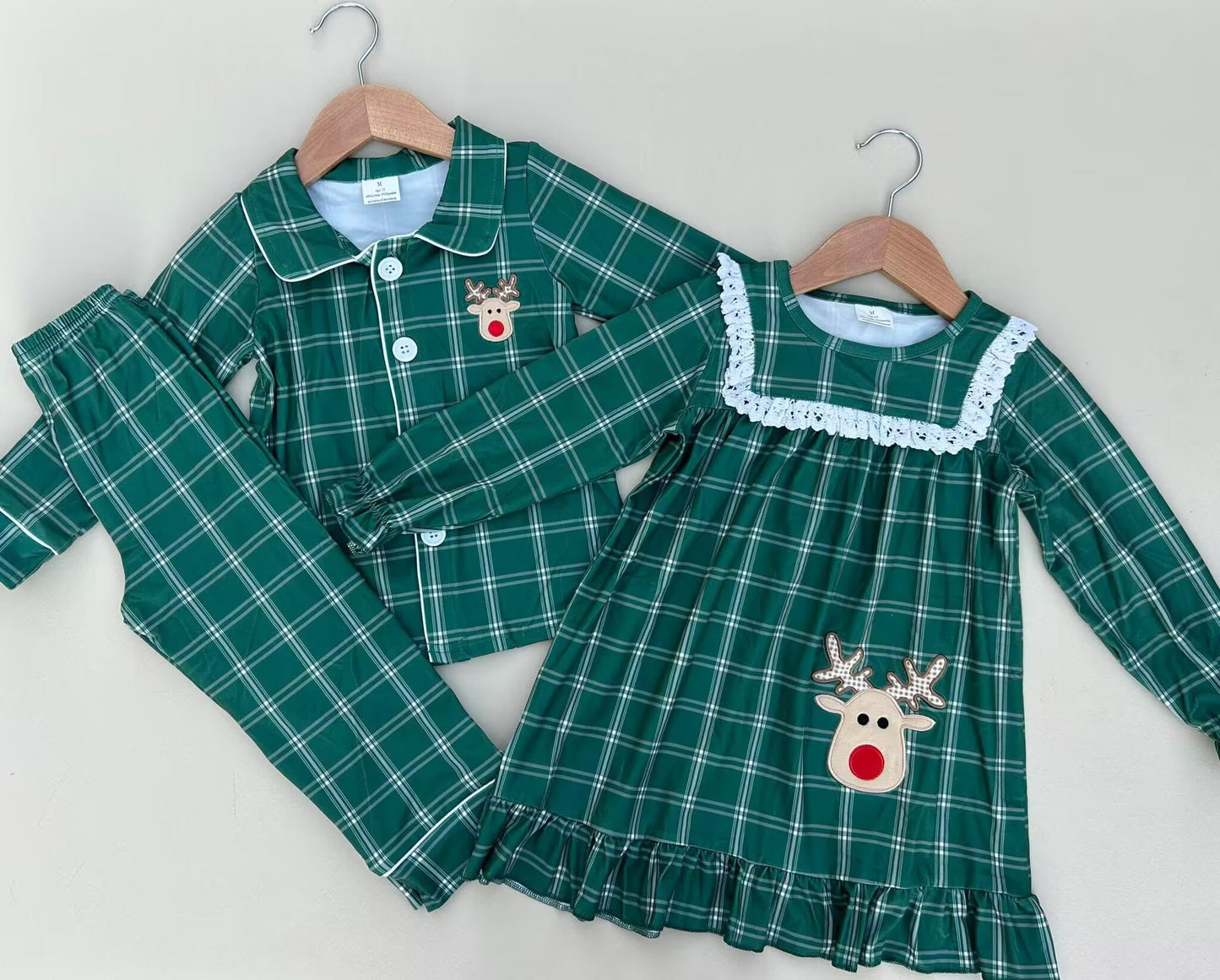 RTS NO MOQ Sibling Baby girls clothes embroidery Christmas long-sleeved trousers suits and dress