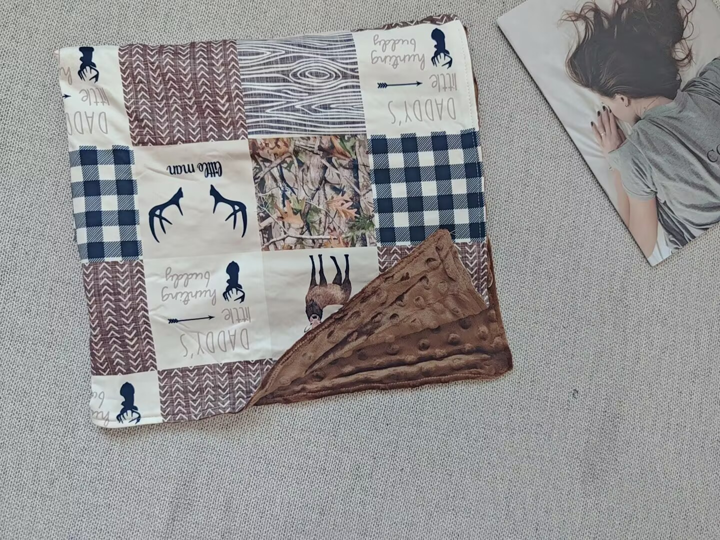 RTSNO MOQ Sibling baby kids Elk brown green baby blankets