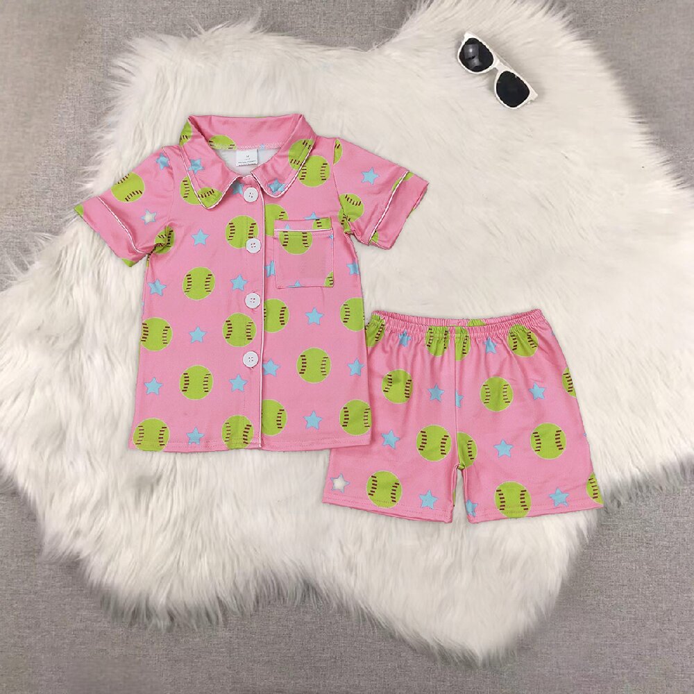 RTS NO MOQ Baby girl clothes Short Sleeve shorts pajamas Suit