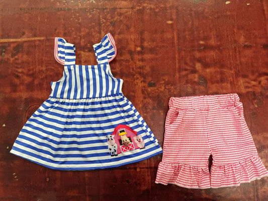 custom moq 5 eta 4-6weeks summer team baby girls clothes farm flying sleeve shorts sets