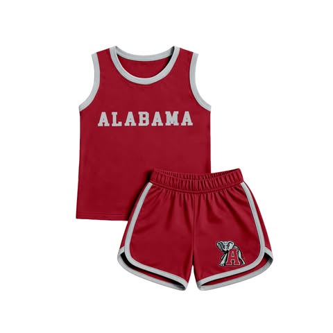 custom moq 5 mix size LYWD01 Baby Kids Letter Printed Sleeveless Tank Top Elastic Waist Shorts Team Set