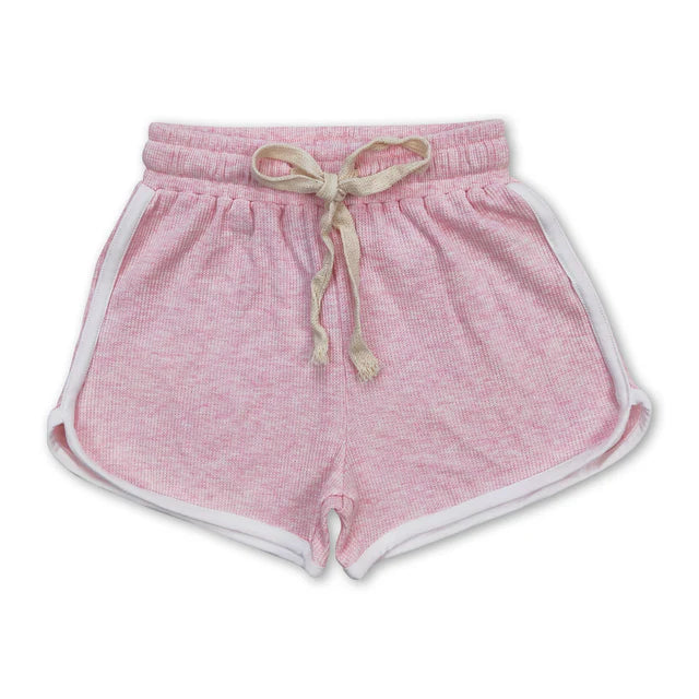 RTS NO MOQ Sibling Baby Girls Bright Pink Summer Sports Design Shorts