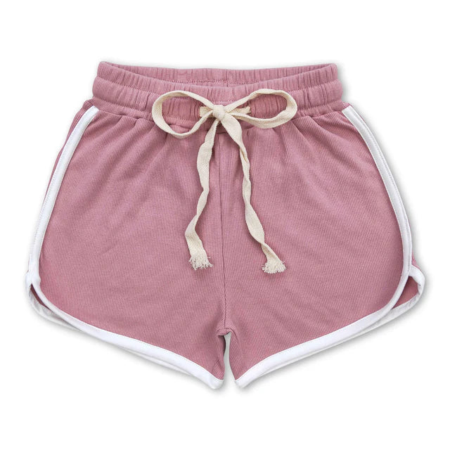 RTS NO MOQ Sibling Baby Girls Bright Pink Summer Sports Design Shorts