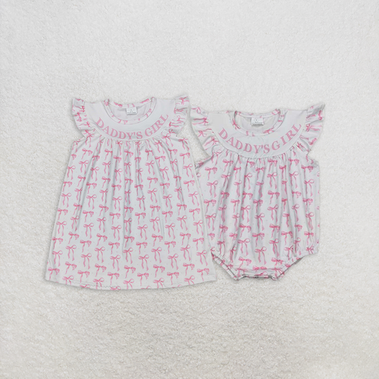 RTS baby girls clothes bow pattern short Sleeve dress romper